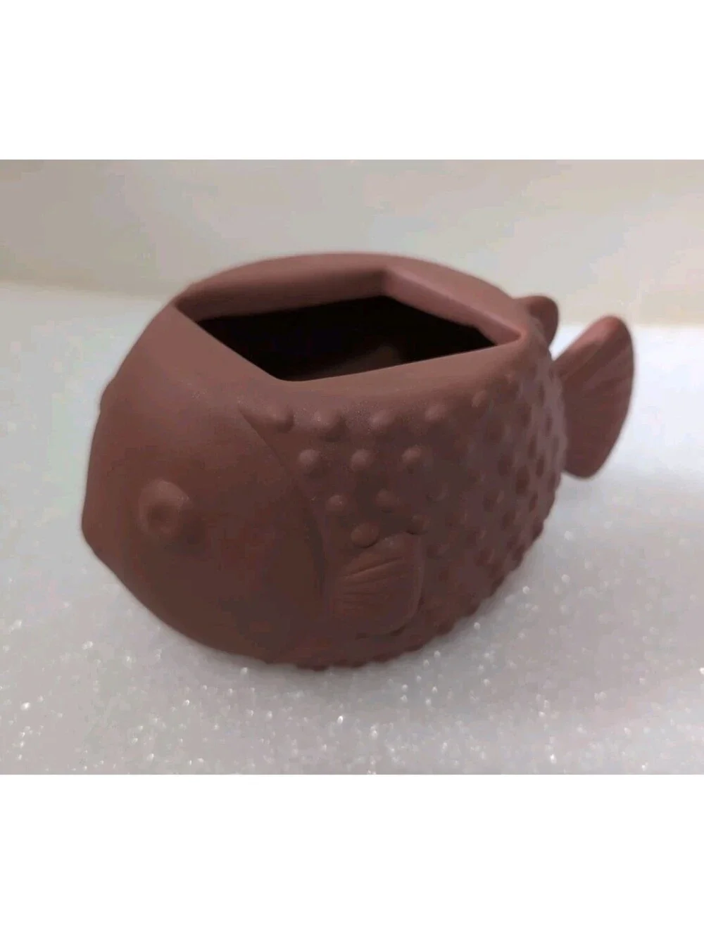 Bath & Body Works Puffer Blow Fish Terra Cotta Hand Soap Holder Flower Pot